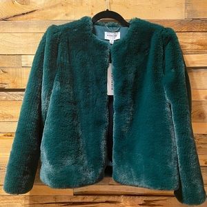 Highline Collective Dark Green Faux Fur Jacket Sm
